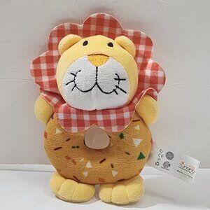 Tumama Kids LION Ring Rattle Doughnut Sprinkles Plush Red Gingham 6"